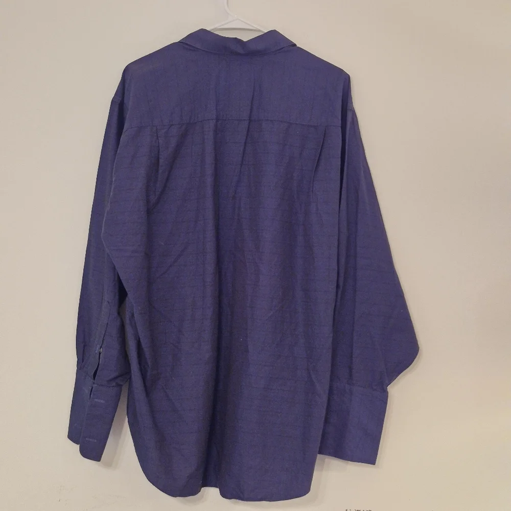 Mens Fubu Button Down Long Sleeve Shirt French Cuffs Navy Blue XL - Picture 2 of 5